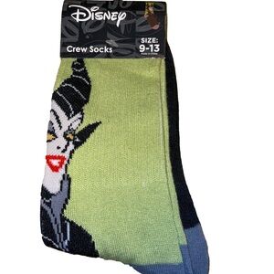 Disney Villain Maleficent Crew Socks - Lime Green and Black